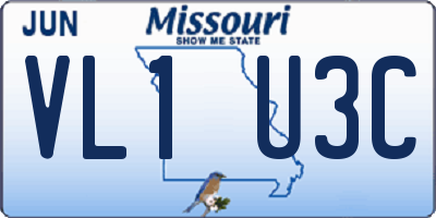 MO license plate VL1U3C
