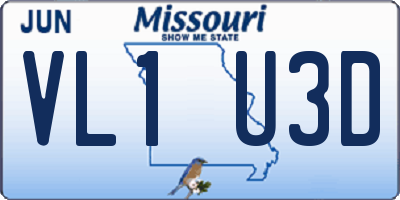 MO license plate VL1U3D