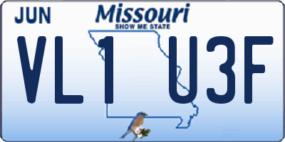 MO license plate VL1U3F