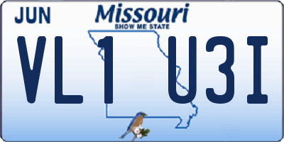 MO license plate VL1U3I