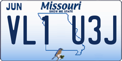 MO license plate VL1U3J