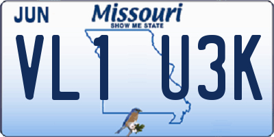 MO license plate VL1U3K