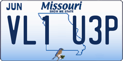 MO license plate VL1U3P