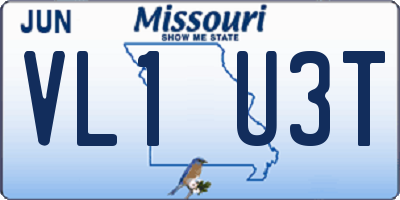 MO license plate VL1U3T