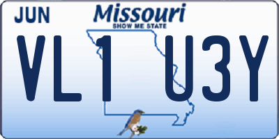 MO license plate VL1U3Y