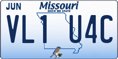 MO license plate VL1U4C
