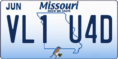 MO license plate VL1U4D