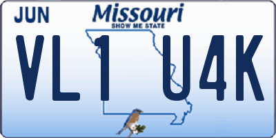 MO license plate VL1U4K