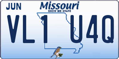 MO license plate VL1U4Q