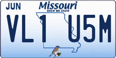 MO license plate VL1U5M