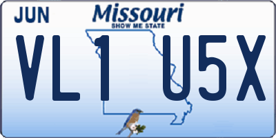 MO license plate VL1U5X