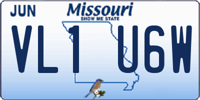 MO license plate VL1U6W