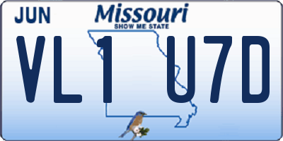 MO license plate VL1U7D
