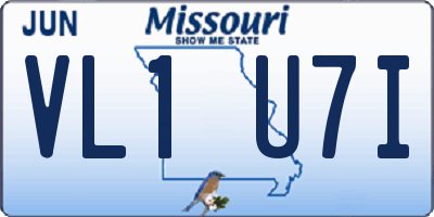 MO license plate VL1U7I