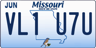 MO license plate VL1U7U
