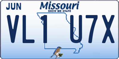MO license plate VL1U7X
