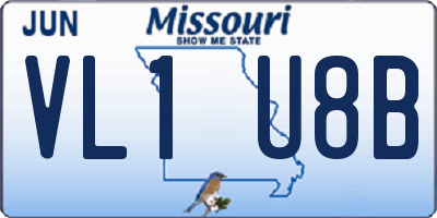 MO license plate VL1U8B
