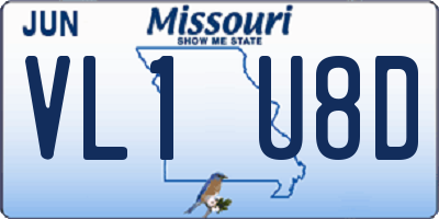MO license plate VL1U8D