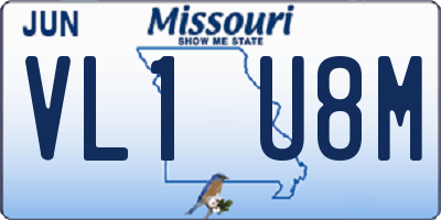MO license plate VL1U8M