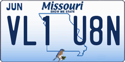 MO license plate VL1U8N