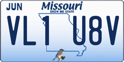 MO license plate VL1U8V
