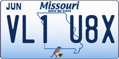 MO license plate VL1U8X