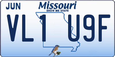 MO license plate VL1U9F