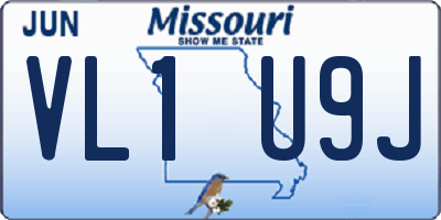 MO license plate VL1U9J