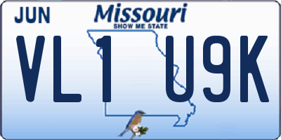 MO license plate VL1U9K