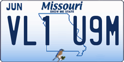MO license plate VL1U9M