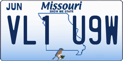 MO license plate VL1U9W