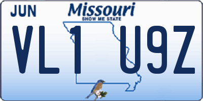 MO license plate VL1U9Z