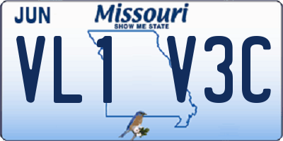 MO license plate VL1V3C