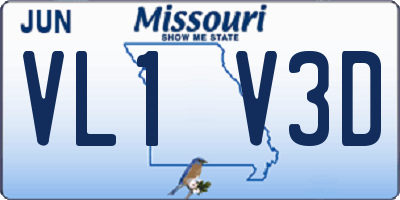 MO license plate VL1V3D