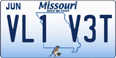 MO license plate VL1V3T