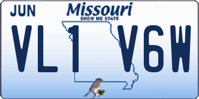 MO license plate VL1V6W