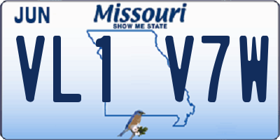 MO license plate VL1V7W