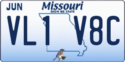MO license plate VL1V8C