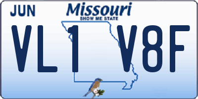 MO license plate VL1V8F