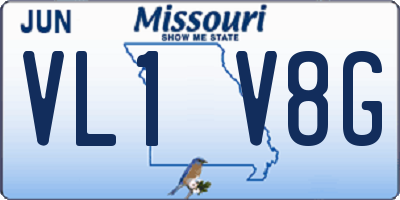 MO license plate VL1V8G