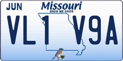 MO license plate VL1V9A