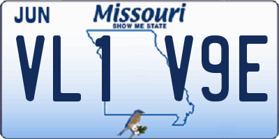 MO license plate VL1V9E