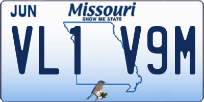 MO license plate VL1V9M