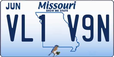 MO license plate VL1V9N