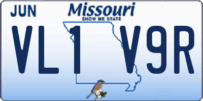 MO license plate VL1V9R