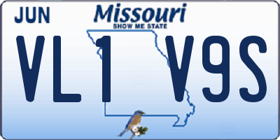MO license plate VL1V9S