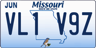 MO license plate VL1V9Z