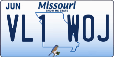MO license plate VL1W0J