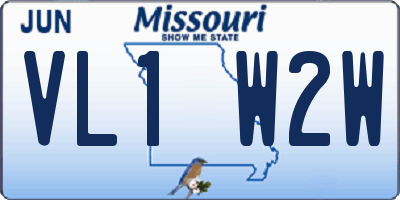 MO license plate VL1W2W