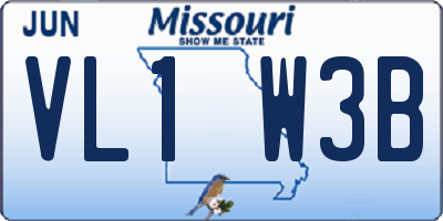 MO license plate VL1W3B